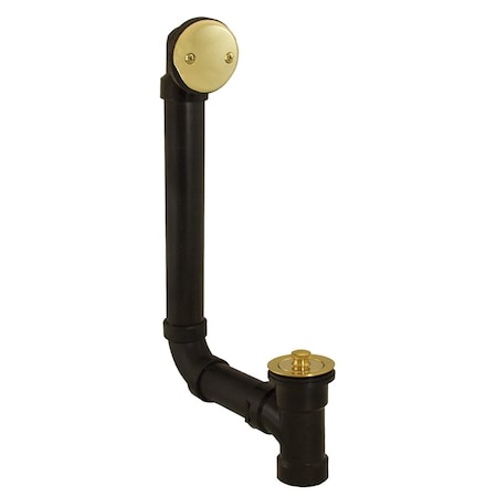 Jones Stephens Polished Brass Two-Hole Lift and Turn Bath Waste Kit, Direct T-Waste Full Kit, Black Plastic B07125